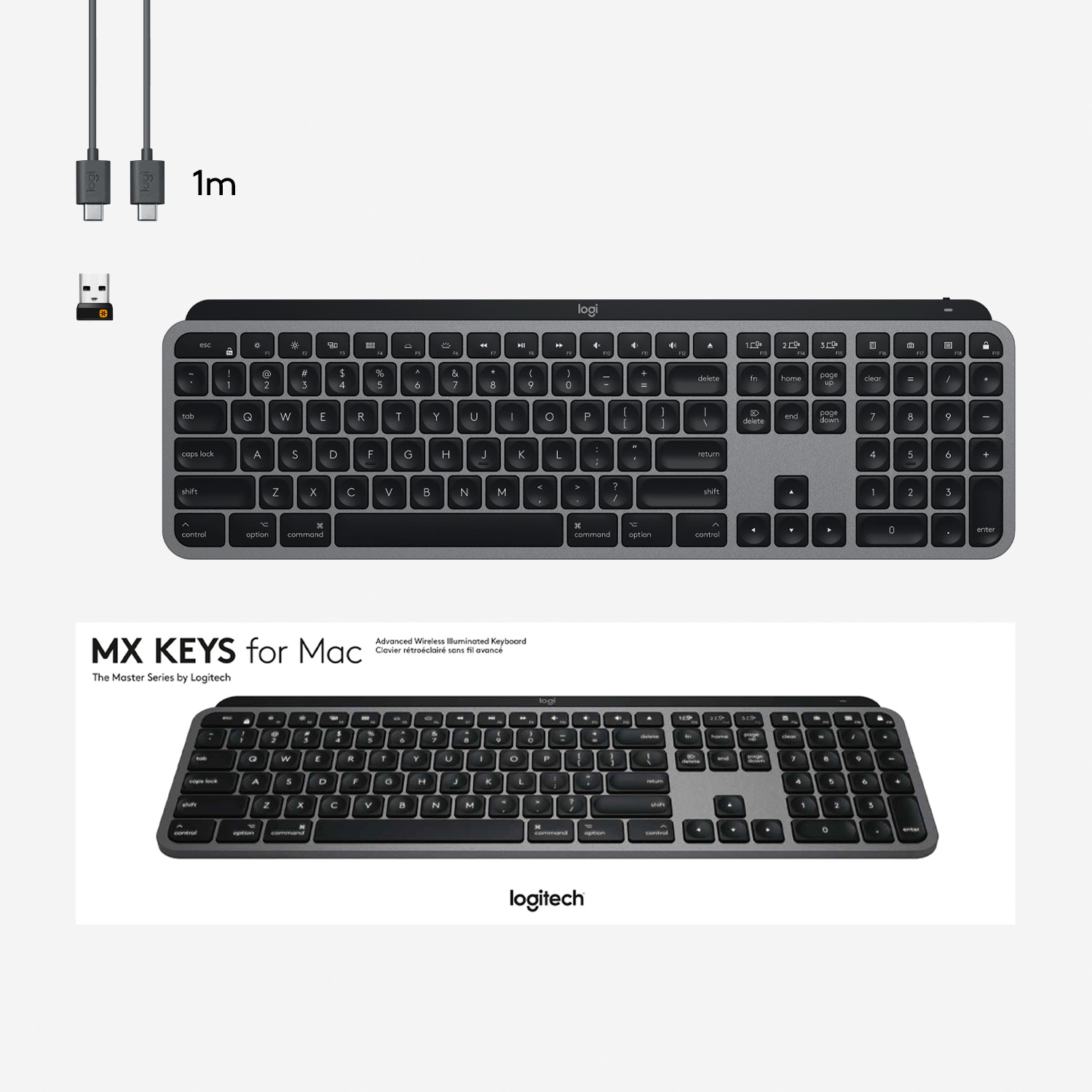 LOGITECH MX Keys for Mac Advanced Wireless Illuminated Keyboard - SPACE GREY - US INTL - EMEA