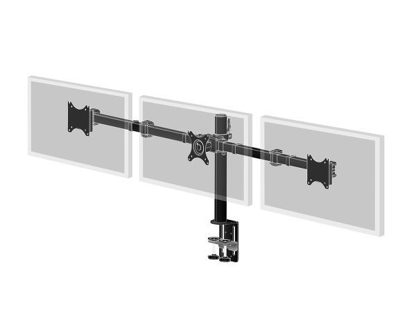  DS1003C-B1 Flexible Desk Mount for Triple Monitor Mount with Clamp or grommet Screen size 10-27inch
