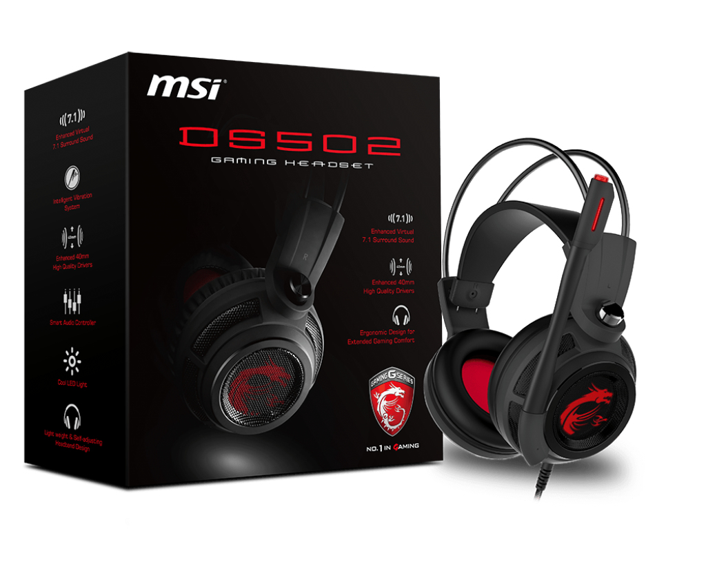 DS502 virtual 7.1 surround sound USB Over-ear GAMING Headset with In-line controller and foldable microphone.