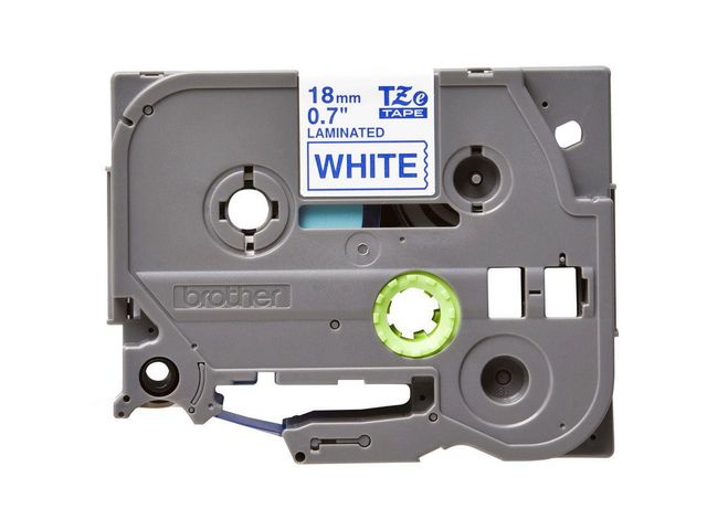 TZe243 Labeltape, 18 mm x 8 m, Blauw op Wit