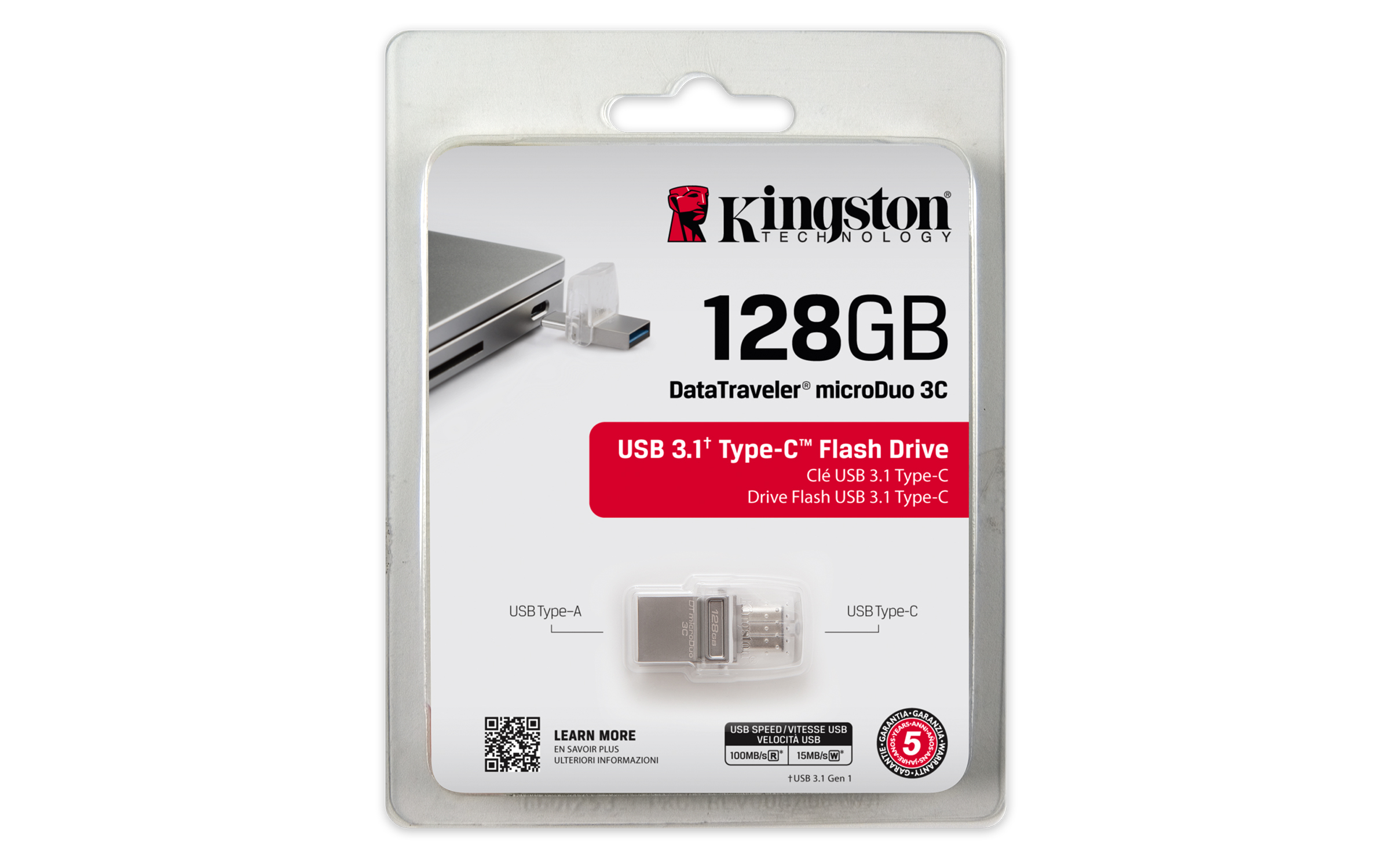 128GB DT microDuo 3C USB 3.0/3.1 + Type-C flash drive