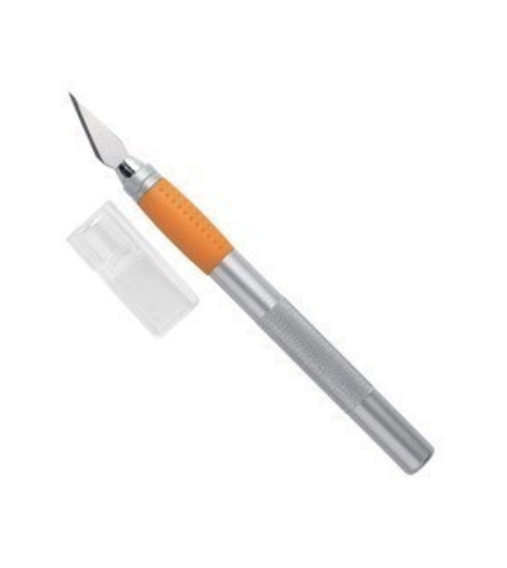 Hobbymes softgrip Craft mes/scalpel 6711, zilver/oranje