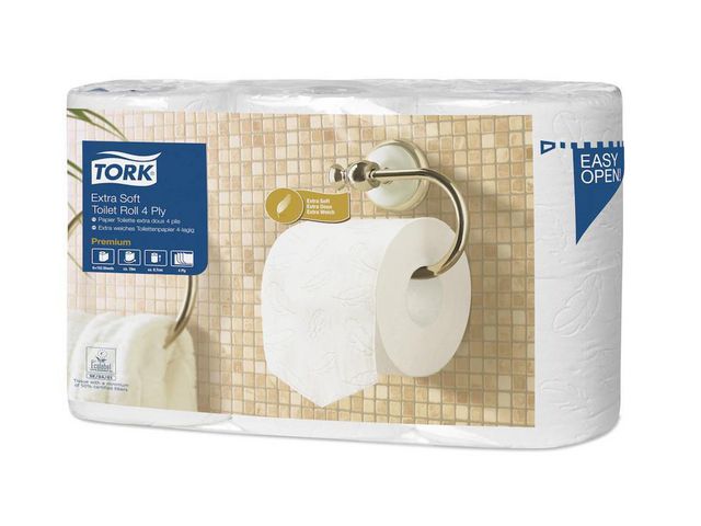 Premium T4 Toiletpapier Extra Soft, 4-laags, 153 vel, Wit