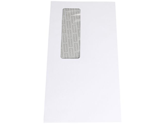 Zakelijke envelop, internationaal DL, 220 x 110 mm, met venster, zelfklevende verzegeling, papier, wit