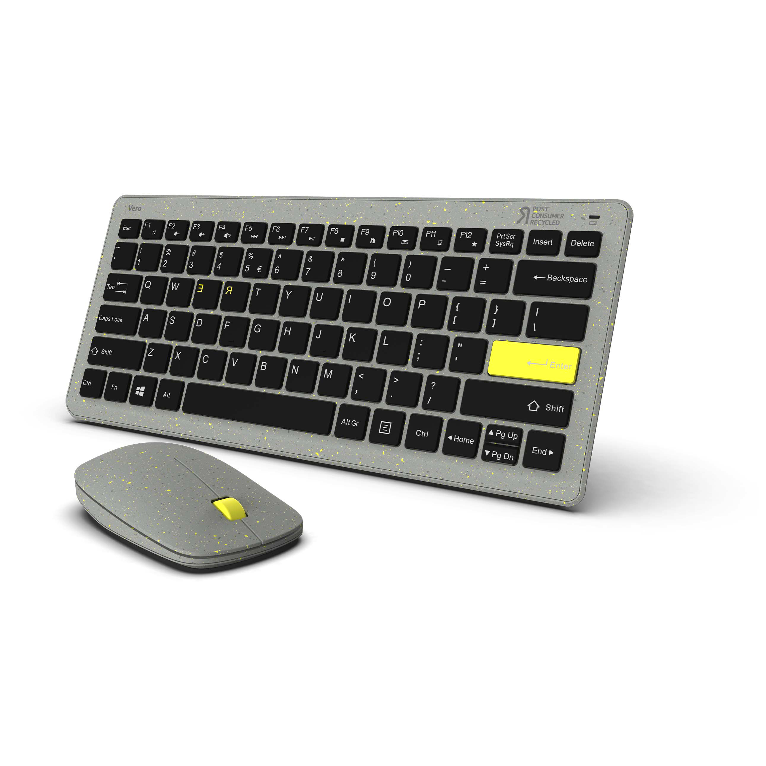  Vero Combo set Antimicrobial Keyboard+Macaron Mouse - Us int. Qwerty - Gray
