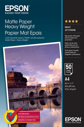 S041256 Matte Heavy Weight Inkjetpapier, A4, 167 g/m²