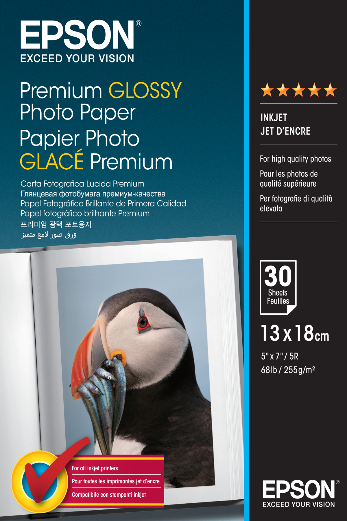  S042154 Premium glossy photo paper inktjet 255g/m2 130x180mm 30 sheets 1-pack