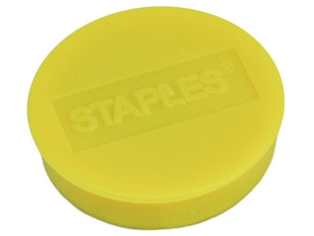 Verpakking met 10 ronde, gele magneten van 30 mm met een magnetische kracht 850 gram/m²