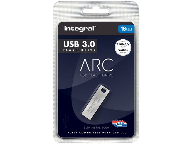 Metalen ARC USB-Stick 3.0, 16 GB, Zilver