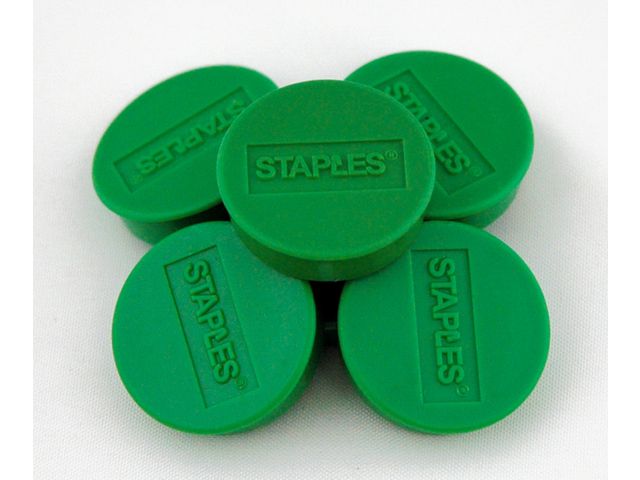 Verpakking met 10 ronde, groene magneten van 10 mm met een magnetische kracht 160 gram/m²