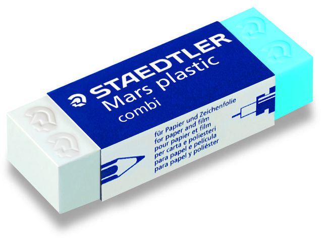 Gum Mars plastic Combi blauw (speciaal geschikt voor balpennen)/wit