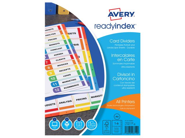 Ready Index Voorbedrukte Tabbladen A4 9-gaats 1-6