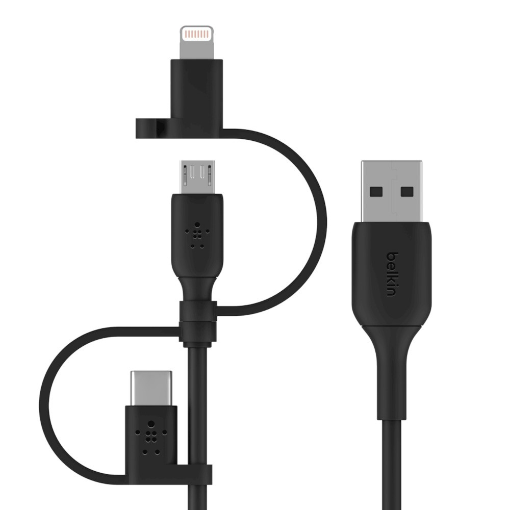  BOOST CHARGE Universal charging cable Lightning/Micro-USB/USB-C to USB-A 1M Black