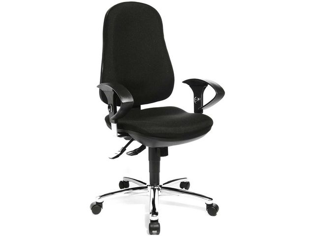 Support SY verstelbare Office bureaustoel met armleuningen, stof, zwart