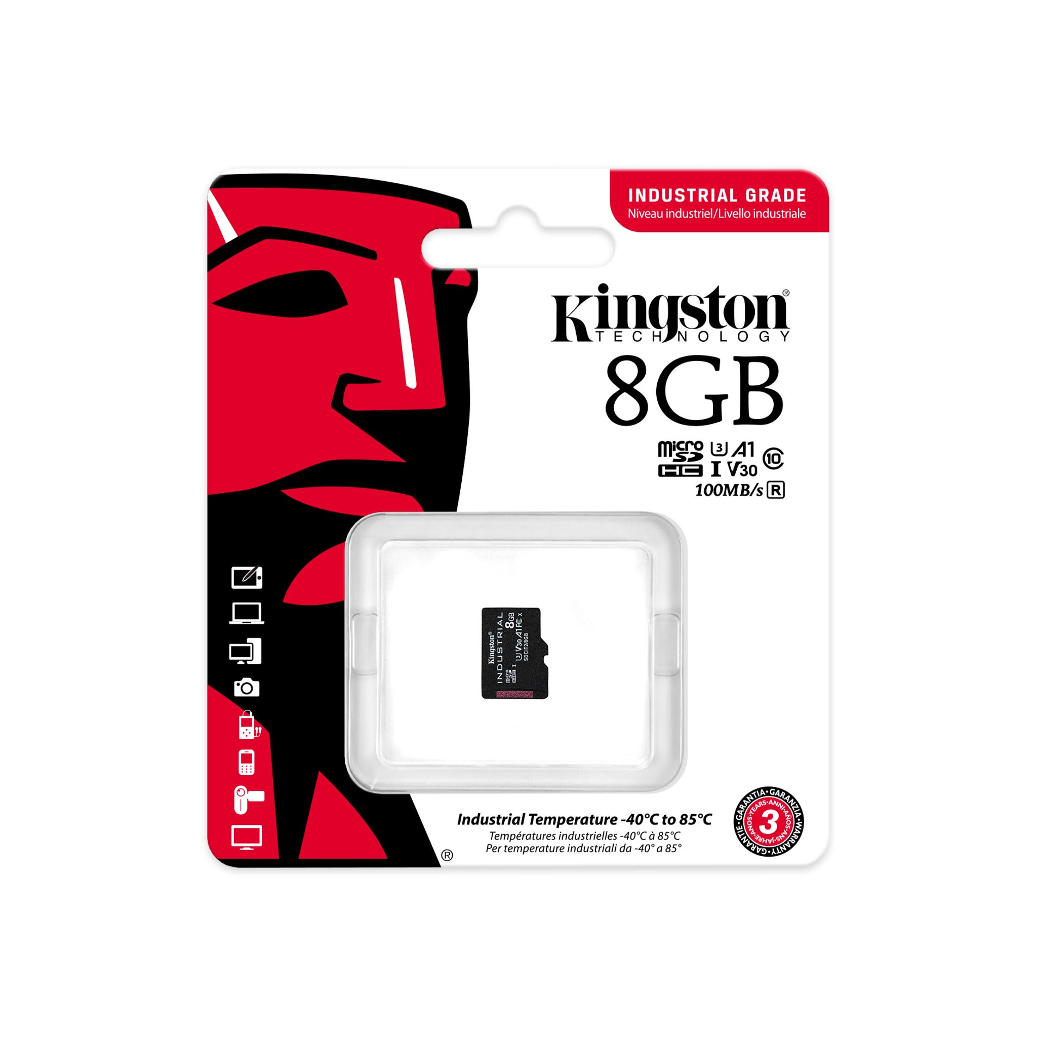 KINGSTON 8GB microSDHC Industrial C10 A1 pSLC Card Single Pack w/o Adapter
