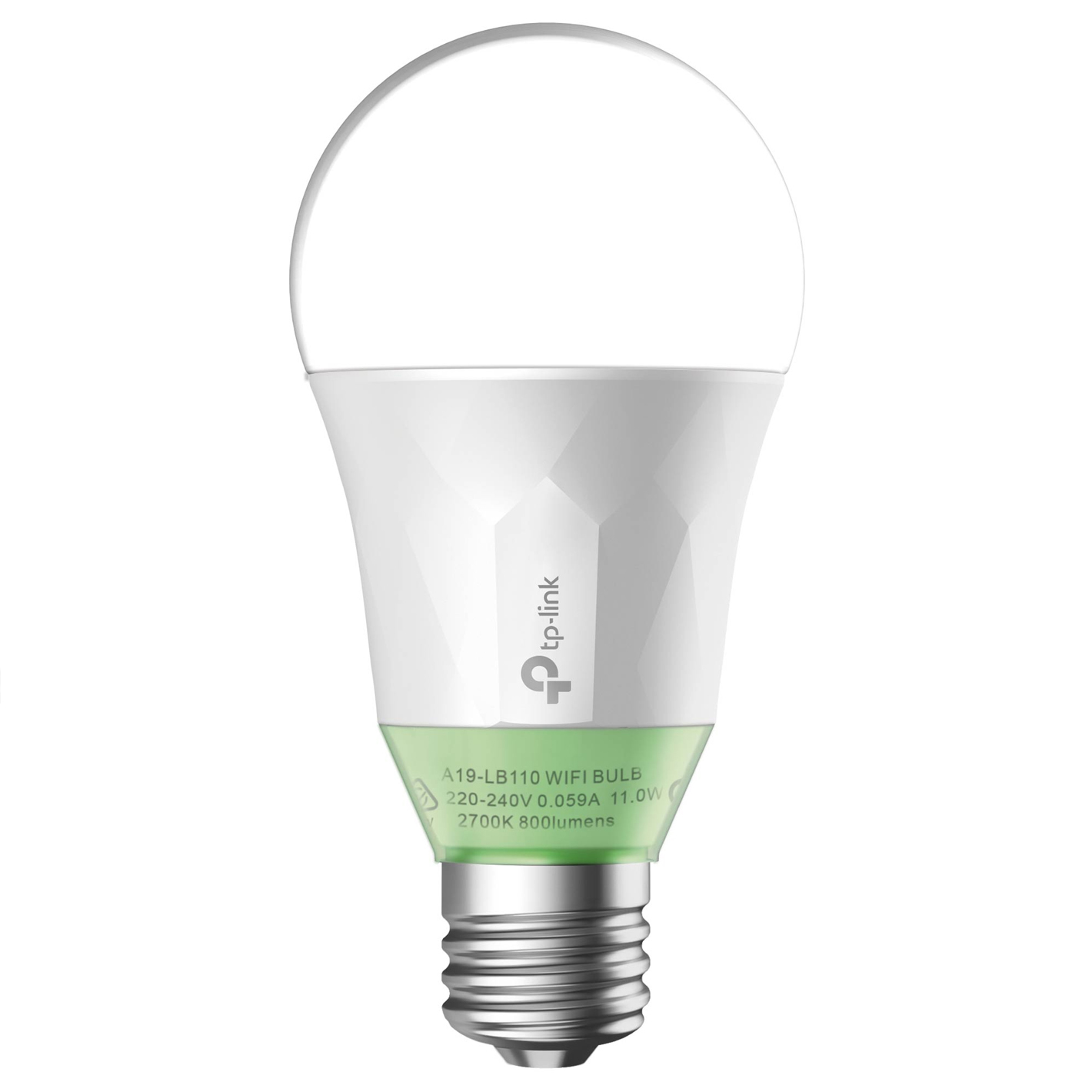 Smart Wi-Fi A19 LED Bulb 220-240V/50Hz 2700K Dimmable White No Hub Required 60WEquivalent 2.4GHz 802.11b/g/n works with TP-LINK's Home Automation app Kasa (for