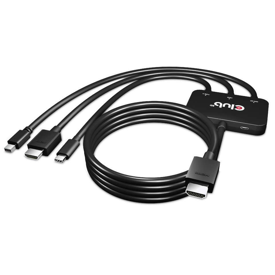 USB Type C + HDMI + MiniDisplayPort 1.2to HDMI 4K60Hz HDR M/M Active Adapter 32AWG