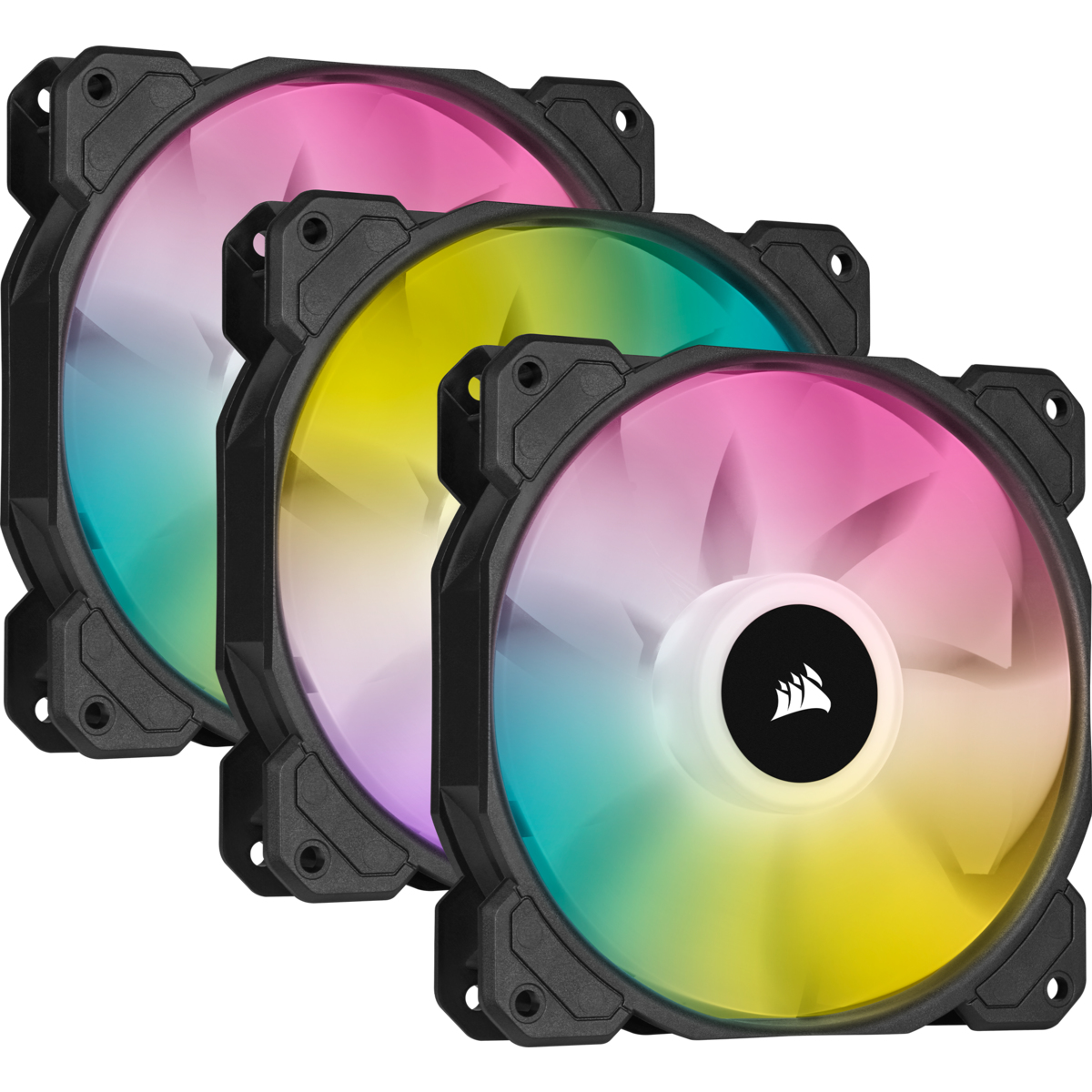 SP Series SP120 RGB ELITE 120mm RGB LEDFan with AirGuide Triple Pack with Lighting Node CORE