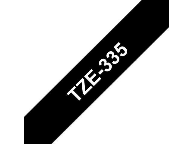 TZe335 Labeltape, 12 mm x 8 m, Wit op Zwart