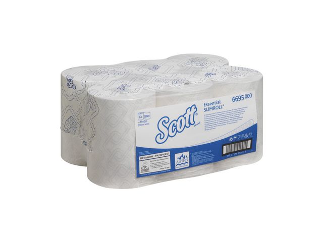Essential™ Slimroll™ 6696 dispenser rol papieren handdoekjes, 1 laag, 198 mm, reliëf, wit