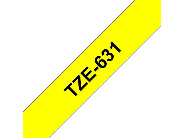 TZe631 Labeltape, 12 mm x 8 m, Zwart op Geel