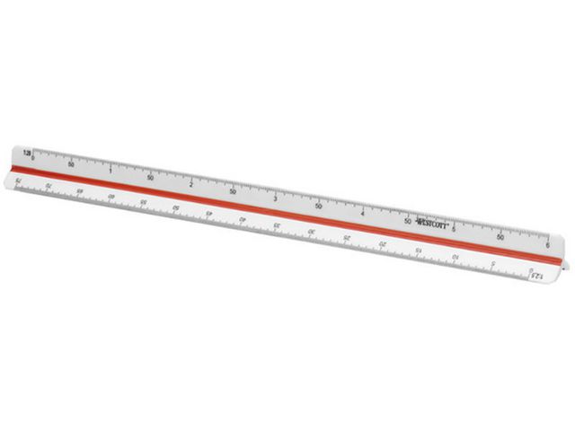 Acme Roestvrijstalen Schaalstok, 30 cm, Zilver met rode lijn