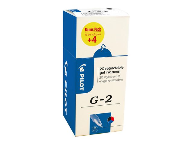G-2 Value Pack 16 en 4 Gelpen Rolschrijvers, Medium Punt 0.7 mm, Zwart, Blauw, Rood
