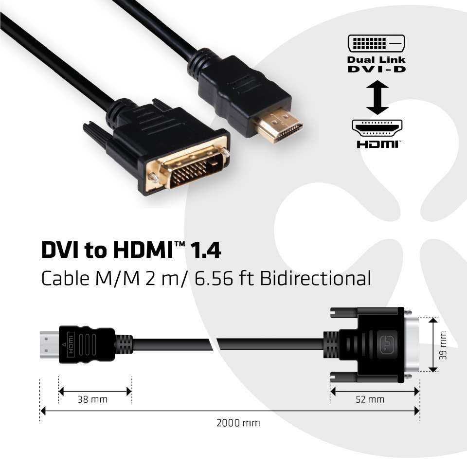 DVI-D TO HDMI 1.4 CABLE M/M 2meter