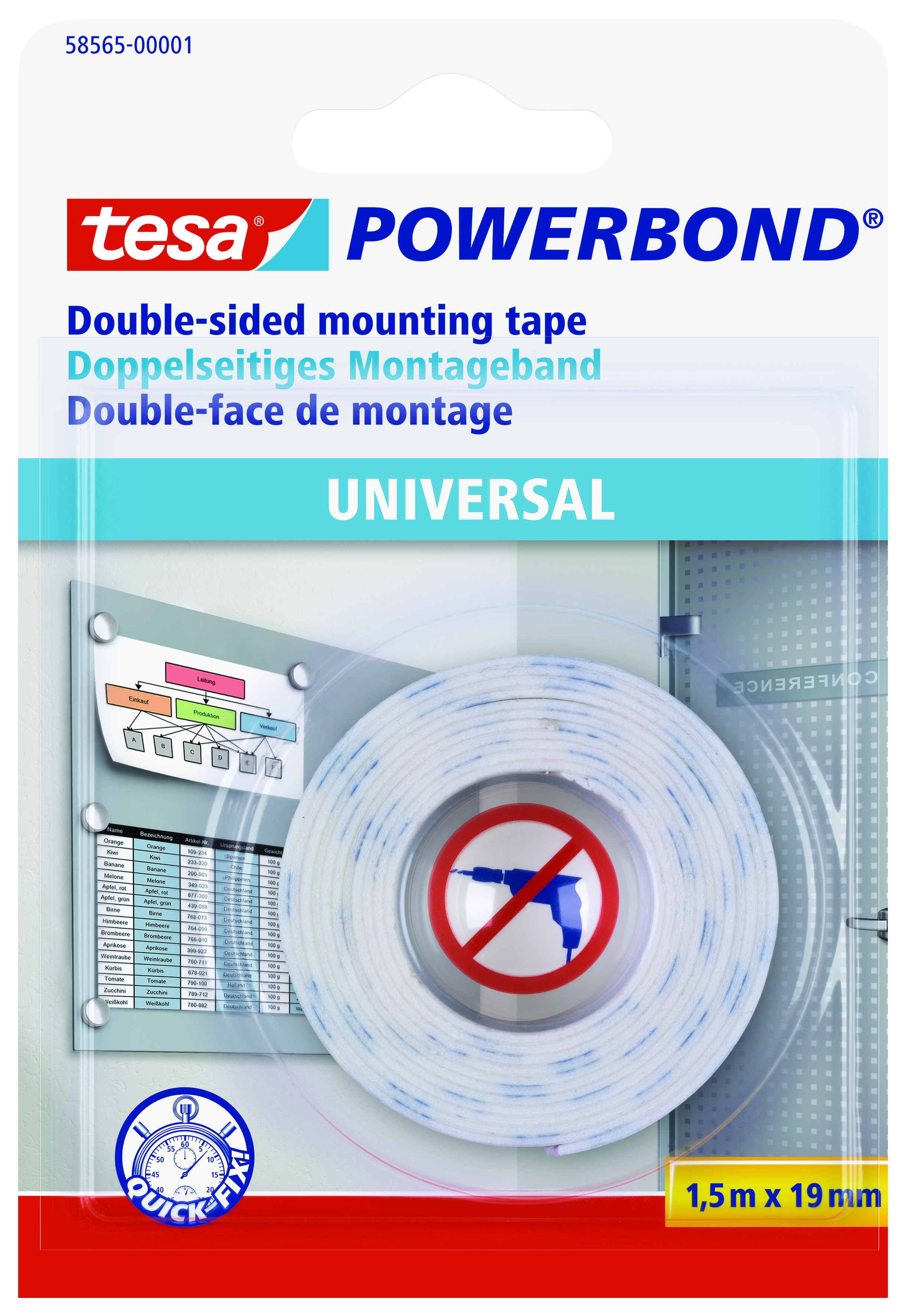 Powerbond Universal Montagetape 19 mm x 1.5 m