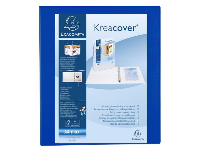 KreaCover Presentatieringband A4+ 25 mm 4-rings Blauw