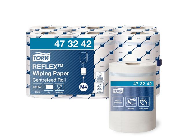 Reflex™ Centerfeed M4 Poetsdoekrol, 1--Laag, Wit