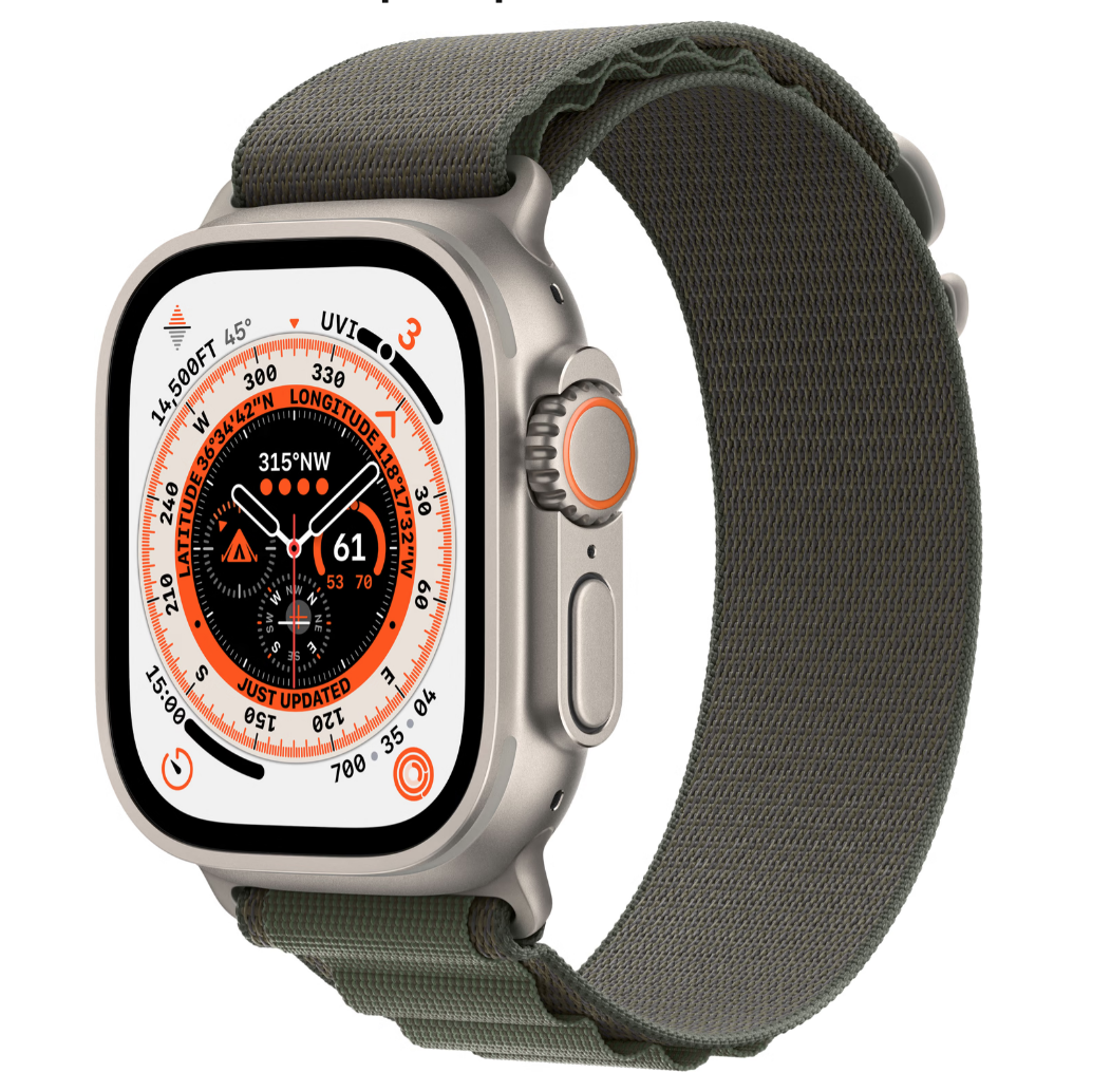  Watch Ultra GPS + Cellular, 49mm Titanium Case with Green Alpine Loop  Small