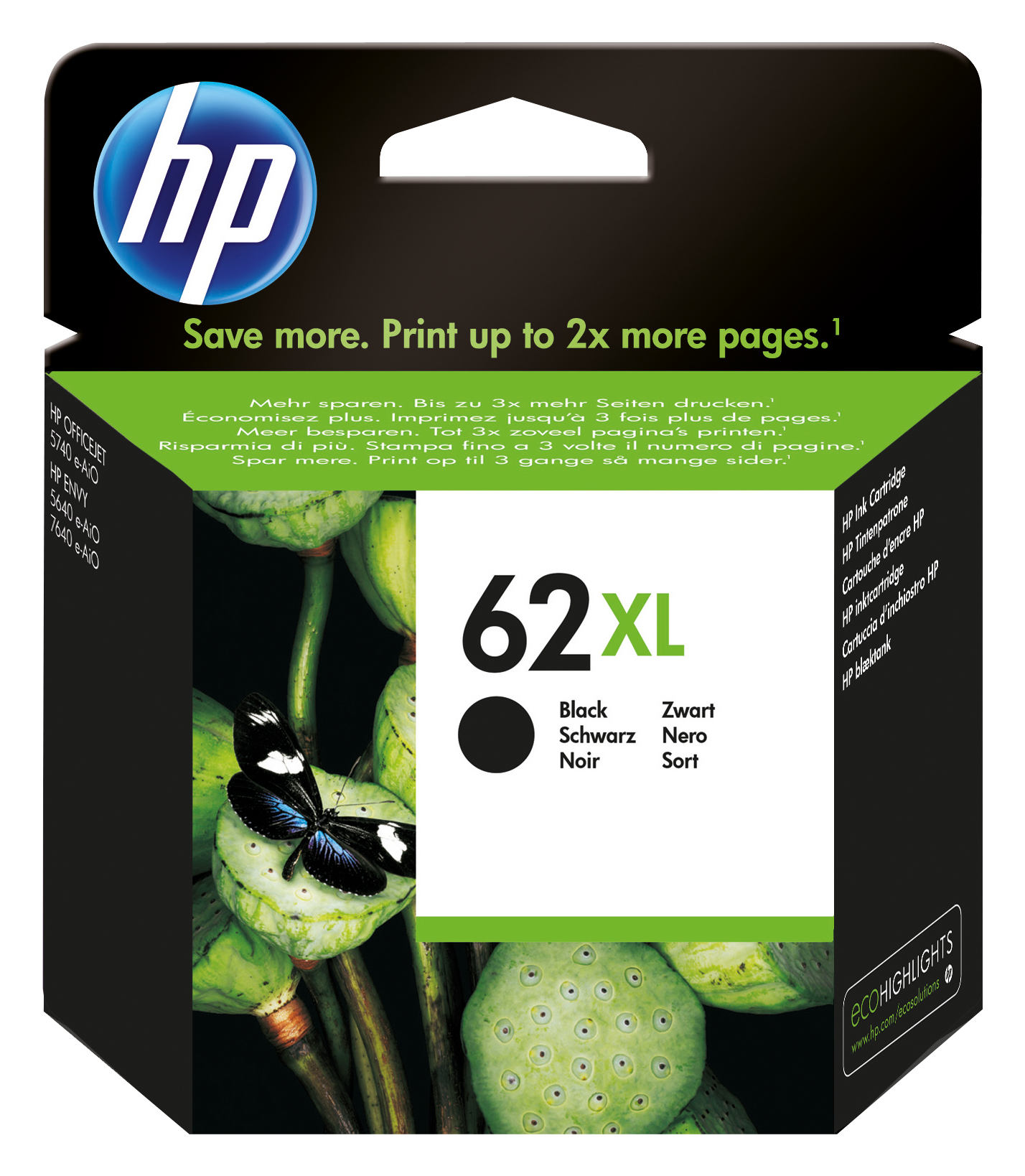 HP 62XL Original Inktcartridge C2P05AE UUS Zwart high capacity 1-pack