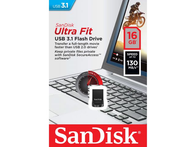 Ultra Fit USB-Stick 3.1, 16 GB, Zwart
