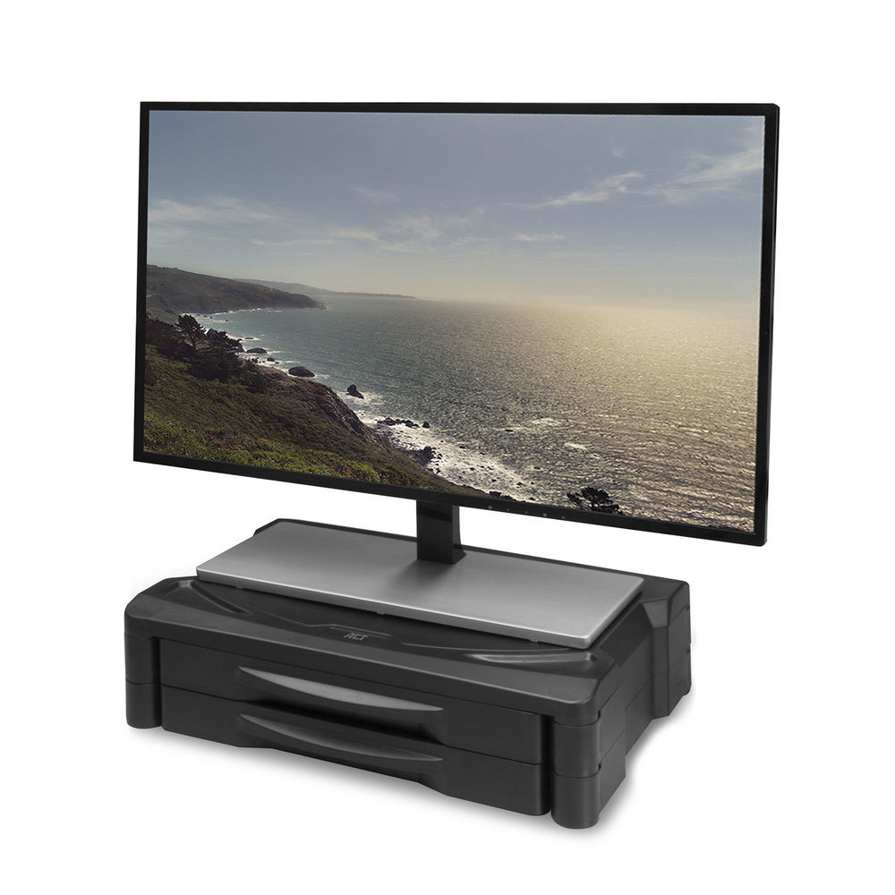 Monitor riser with 2 x drawer wide model