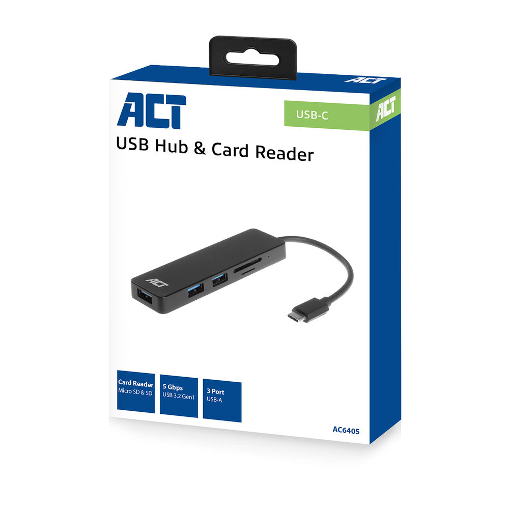 USB-C 3.2 Gen1 Hub3 xUSB-A & Card Reader