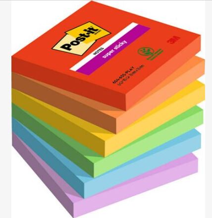 Super Sticky Notes, Playful Colour Collection, 76 x 76 mm
