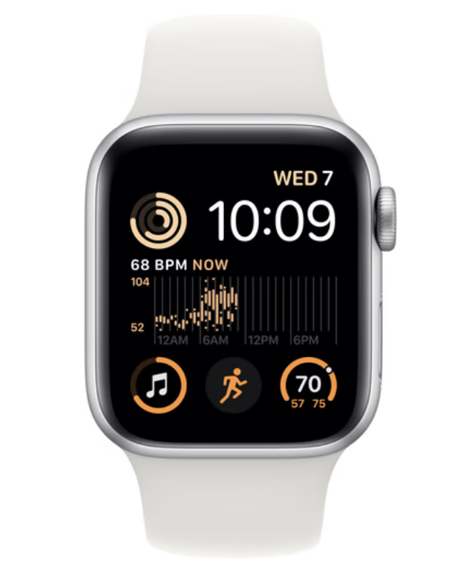 APPLE Apple Watch SE (2022) GPS 40mm Silver Aluminium Case with White Sport Band Regular