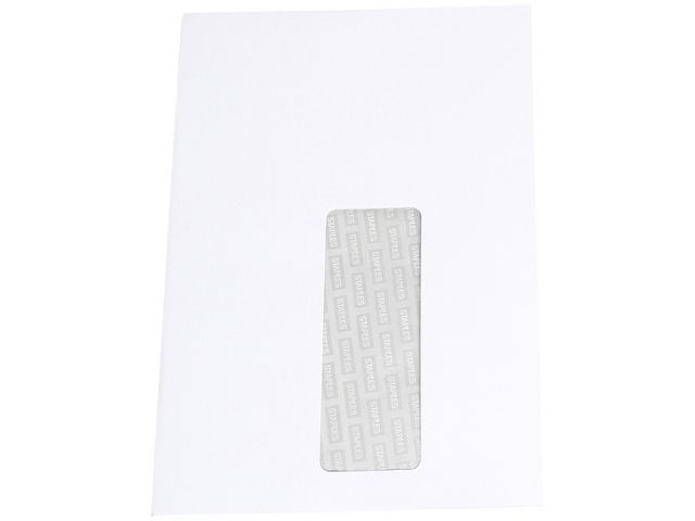 Zakelijke envelop, A5, 220 x 156 mm, met venster, zelfklevend, papier, wit