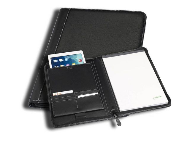 Schrijfmap Geneve iPad folio A4, zwart lederlook
