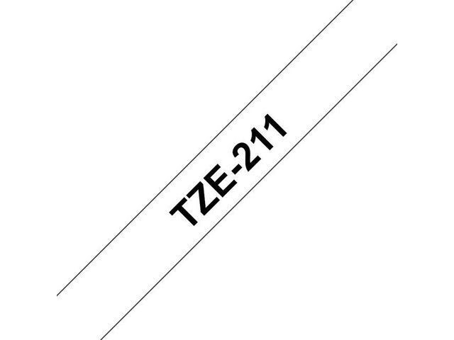 TZe211 Labeltape, 6 mm x 8 m, Zwart op Wit