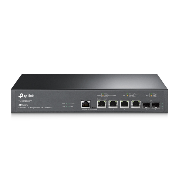 JetStream 4-Port 10GBase-T and 2-Port 10GE SFP+ L2+ Managed Switch with 4-Port PoE++