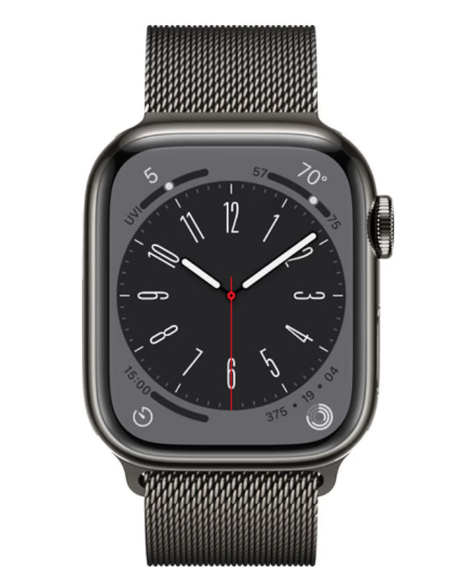 Apple Watch Series 8 4G 41mm Grafiet Rvs Milanese Polsband
