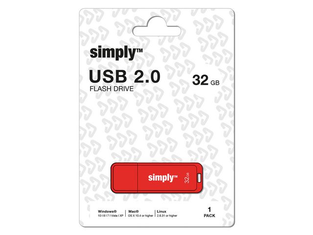 USB-Stick 2.0, met kapje, 32 GB, Rood