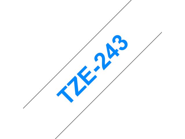 TZe243 Labeltape, 18 mm x 8 m, Blauw op Wit
