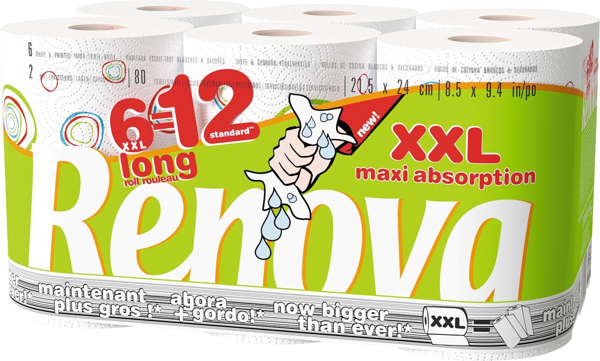 XXL Keukenrol Maxi Absorption, 2-Laags, 80 vel, Wit