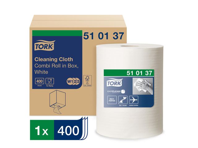Premium papieren reinigingsdoekjes, 1-laags 320 mm 400 vel, wit
