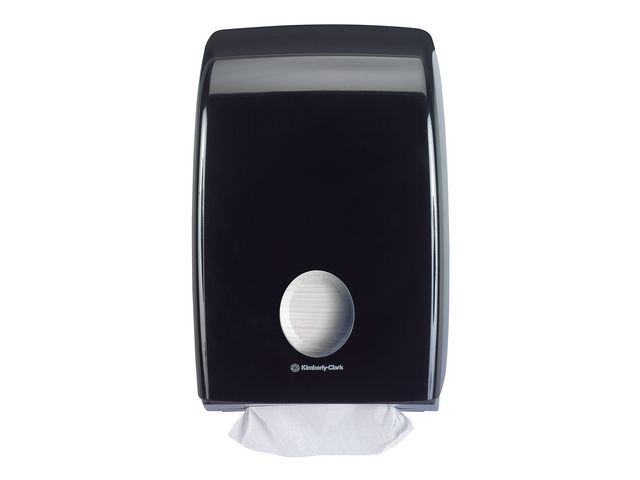 AQUARIUS*-dispenser voor gevouwen handdoekjes, in elkaar gevouwen, zwart, 399 x 265 x 136 mm