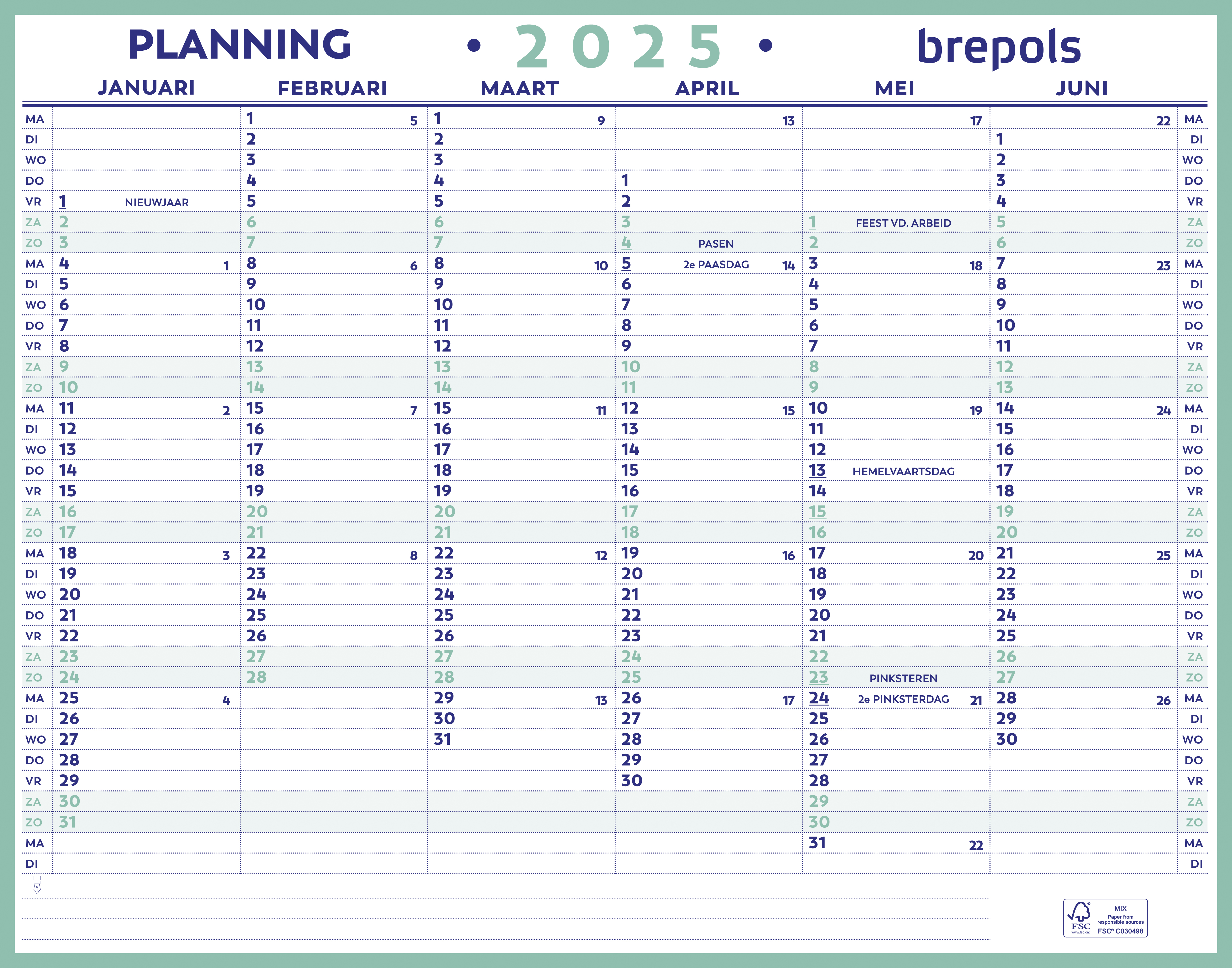 Jaarplanner NL 2025- 420 x 330 mm