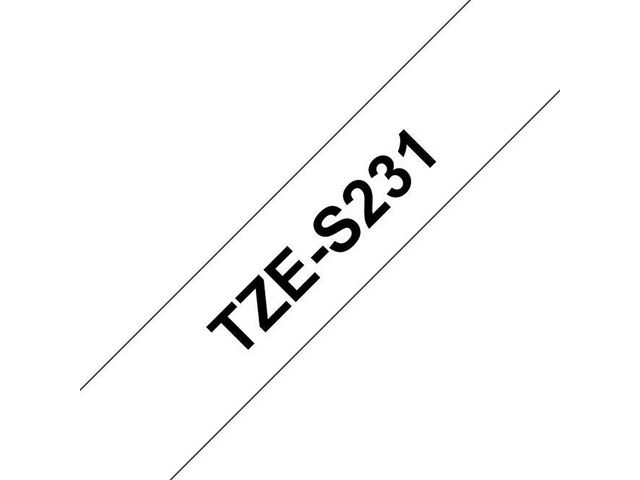 TZe-S231 Tape, Extra Kleefkracht, 12 mm x 8 m, Zwart op Wit